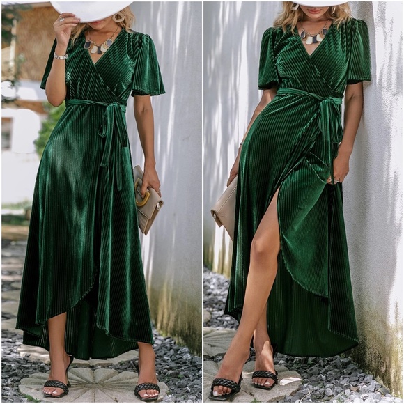 Valeria Butterfly Sleeve Dress Petrol Patterned